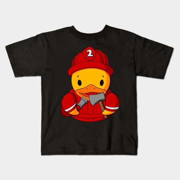 Fireman Rubber Duck Kids T-Shirt by Alisha Ober Designs